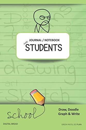 JOURNAL NOTEBOOK FOR STUDENTS Draw, Doodle, Graph & Write: Thinker Composition Notebook for Students & Homeschoolers, School Supplies for Journaling and Writing Notes GREEN PASTEL DO PLAIN