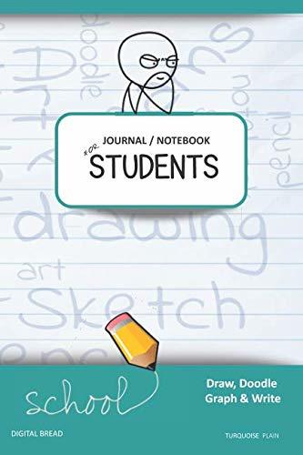 JOURNAL NOTEBOOK FOR STUDENTS Draw, Doodle, Graph & Write: Thinker Composition Notebook for Students & Homeschoolers, School Supplies for Journaling and Writing Notes TURQUOISE PLAIN