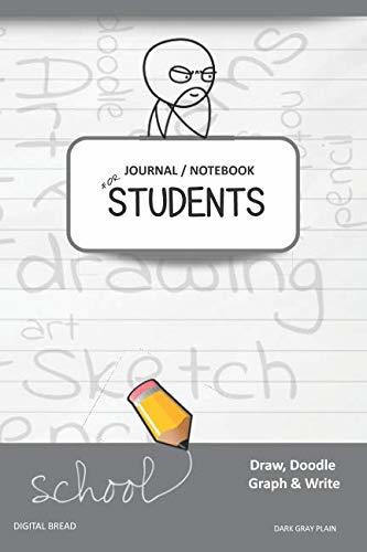 JOURNAL NOTEBOOK FOR STUDENTS Draw, Doodle, Graph & Write: Thinker Composition Notebook for Students & Homeschoolers, School Supplies for Journaling and Writing Notes DARK GRAY PLAIN