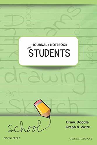 JOURNAL NOTEBOOK FOR STUDENTS Draw, Doodle, Graph & Write: Composition Notebook for Students & Homeschoolers, School Supplies for Journaling and Writing Notes GREEN PASTEL DO PLAIN