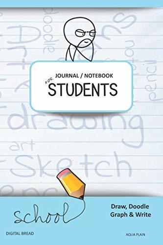 JOURNAL NOTEBOOK FOR STUDENTS Draw, Doodle, Graph & Write: Thinker Composition Notebook for Students & Homeschoolers, School Supplies for Journaling and Writing Notes AQUA PLAIN